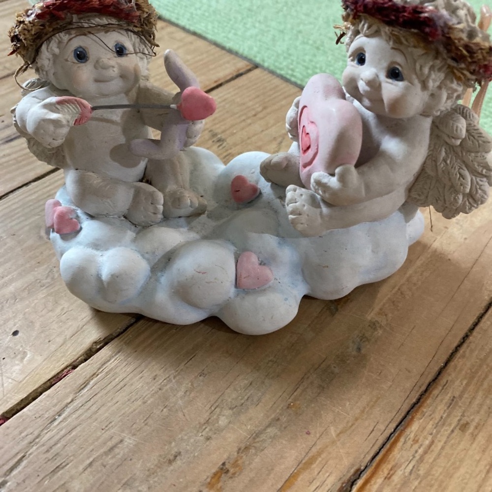 Cherubic Figurine with Pink Accents